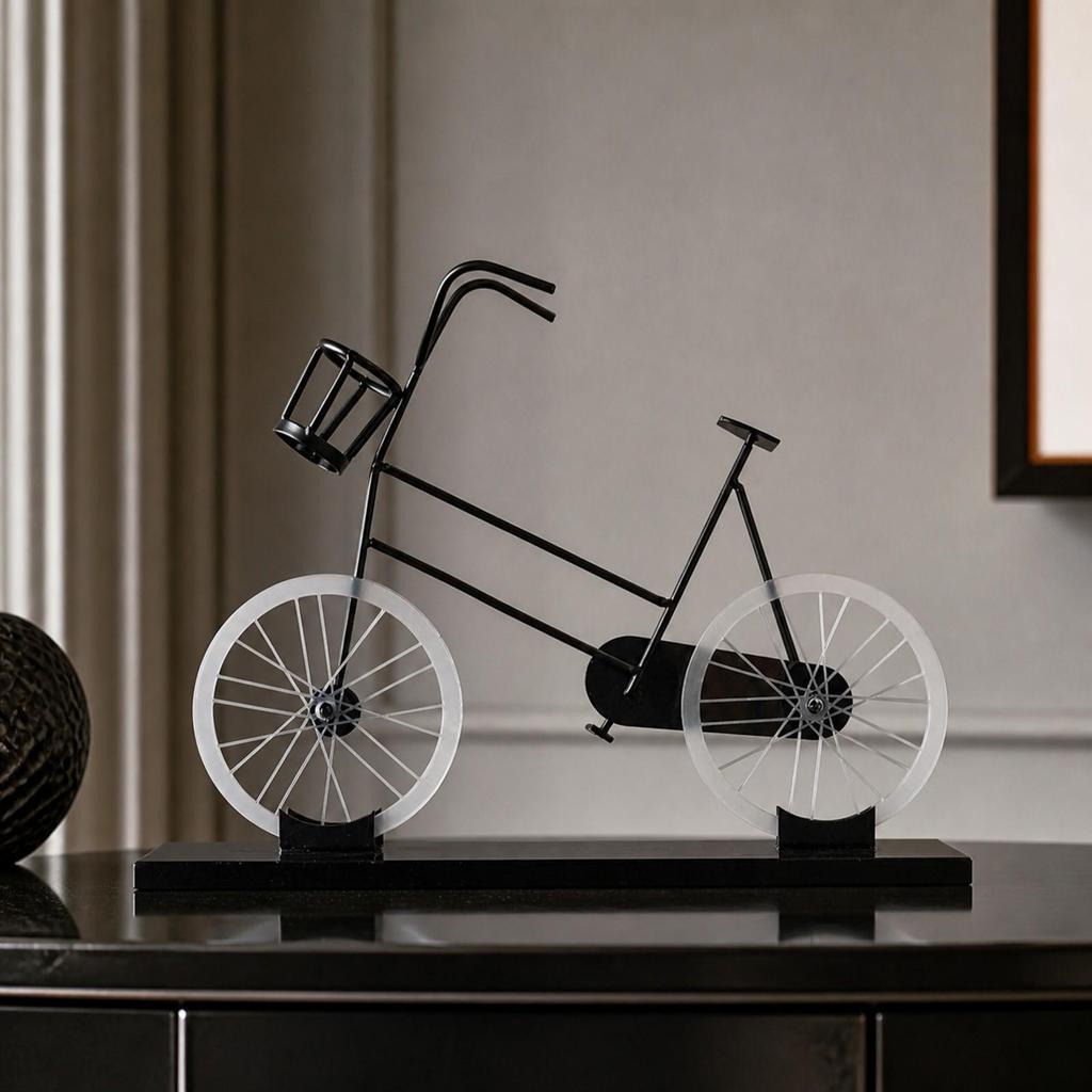 Crystal and Metal Cycle Ornament Elegant Model with Display Base