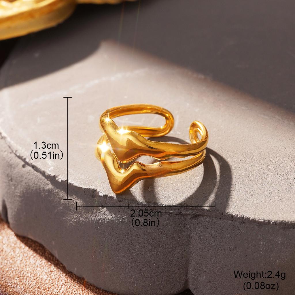 Cold wind fashion stainless steel European and American ring temperament line high-end sense gold hand jewelry