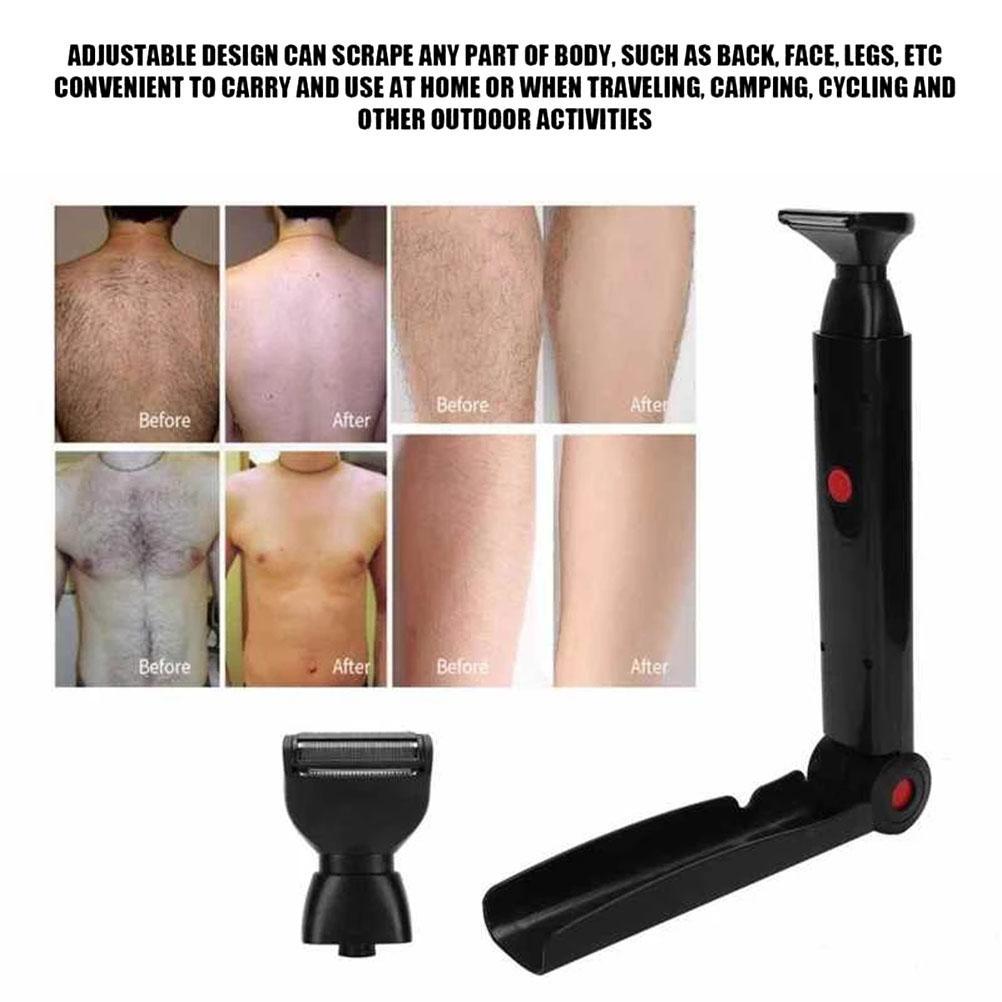 Electric Back Hair Shaver Trimmer USB Rechargeable Body Hair Removal Tool Folding Double Sided