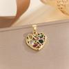 Colored Zircon Love Pendant for Women Fashionable Palace Style Elegant and Versatile Stainless Steel Chain Random Colors