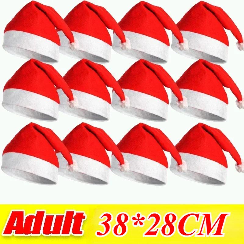 30 Peças Chapéus de Natal para Adultos e Crianças Tecido Não Tecido Chapéus de Natal do Papai Noel Gorro Feliz Natal Festa de Ano Novo Decoração de Festival Presente