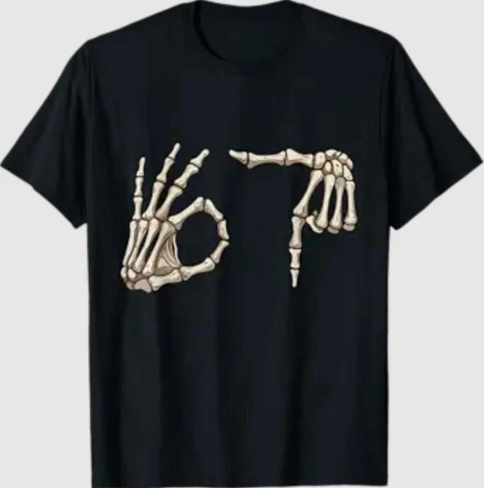 Six Seven 6 7 Meme 67 Skeleton Hand Halloween Costume T-Shirt S