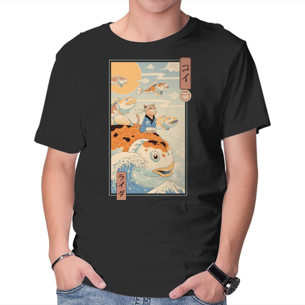 Unisex Crew Neck T-Shirt Flying Carp Rider Graphic Short Sleeve Casual Tee
