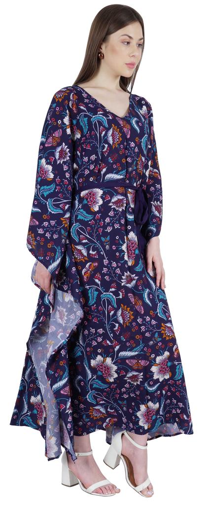 Moomaya Printed Sleep Loungewear For Women Kimono Sleeves Kaftan Resort Dress  Maternity