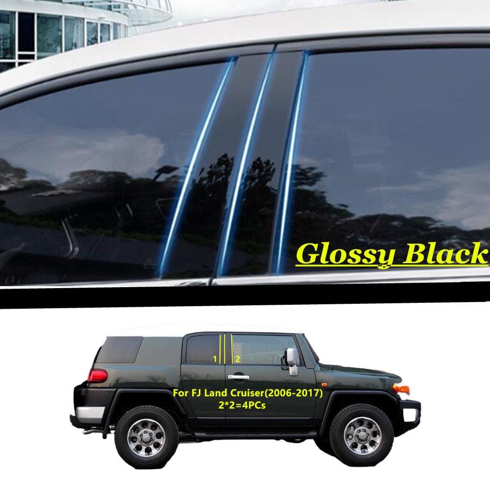 

TPU/Glossy Mirror Pillar Post Cover For Toyota FJ Land Cruiser 2006-2017/300 LC300 Door Trim Window Molding Sticker black FJ 2006-2017