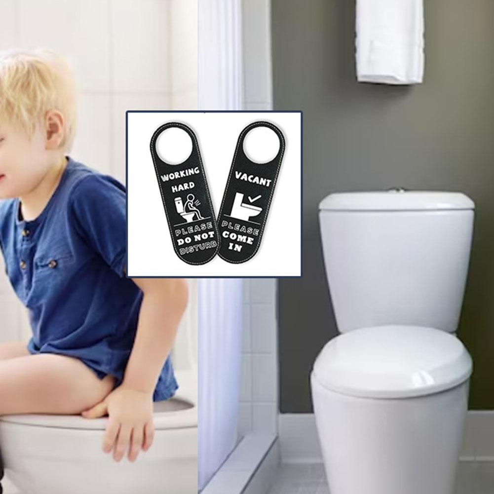 Bathroom Door Sign Do Not Disturb Sign Front And Back Sides Modern Decorative Style Strong PU Material 6cm Hole Diameter