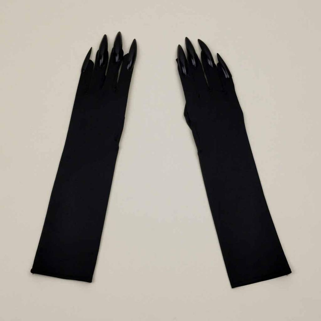 Halloween Black Nail Ghost Claw Gloves - Cosplay Props & Costume Accessory