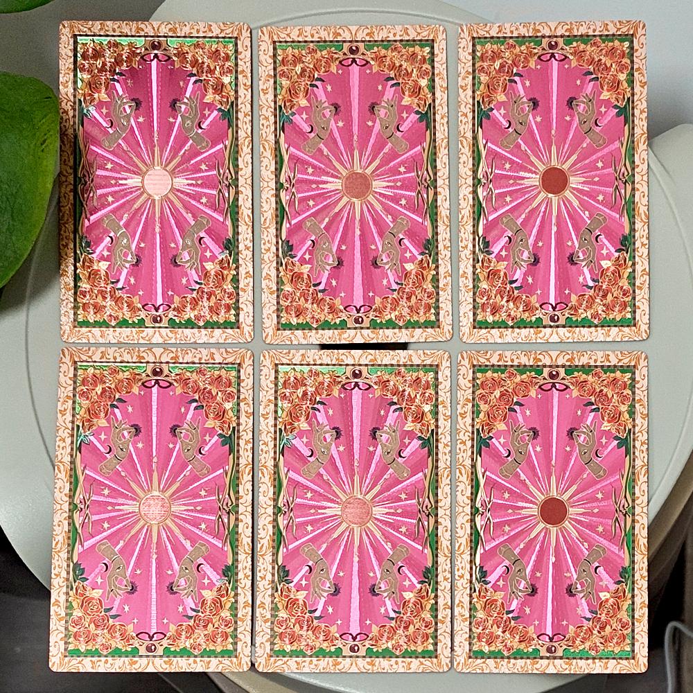 Pink & Rose Gold Foil Tarot Cards 78-Card Deck 12x7cm with Box Waterproof Durable PET Plastic Tarot