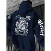 Avrupa ve Amerikan Erkek Sonbahar Modası Gotik Özgürlük Heykeli Harf Baskılı Kapüşonlu Sweatshirt Dış Mekan Sokak Çok Yönlü Üst