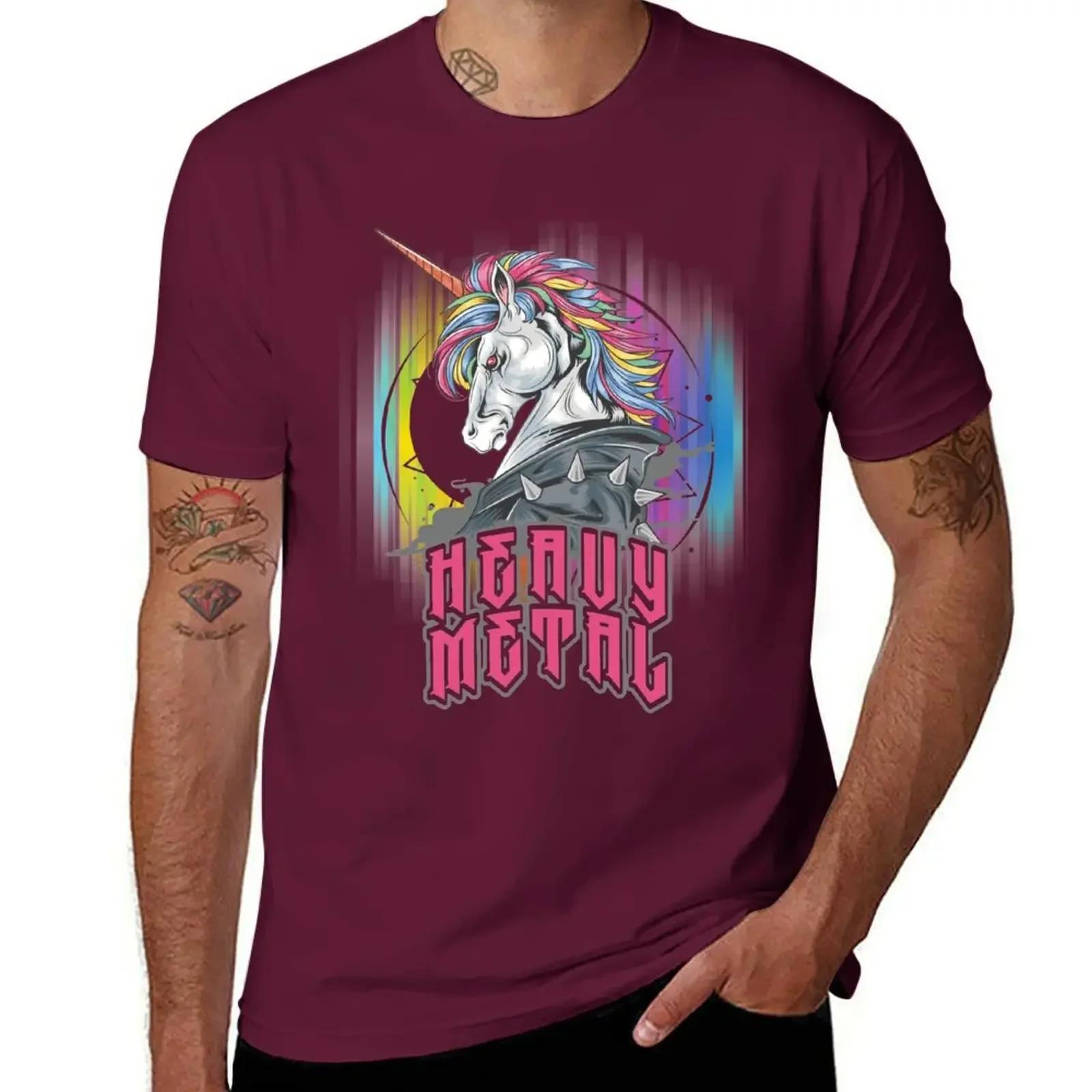 Funny Heavy Metal Unicorn Design T-Shirt blacks oversized graphic tee Men s cotton t-shirt S