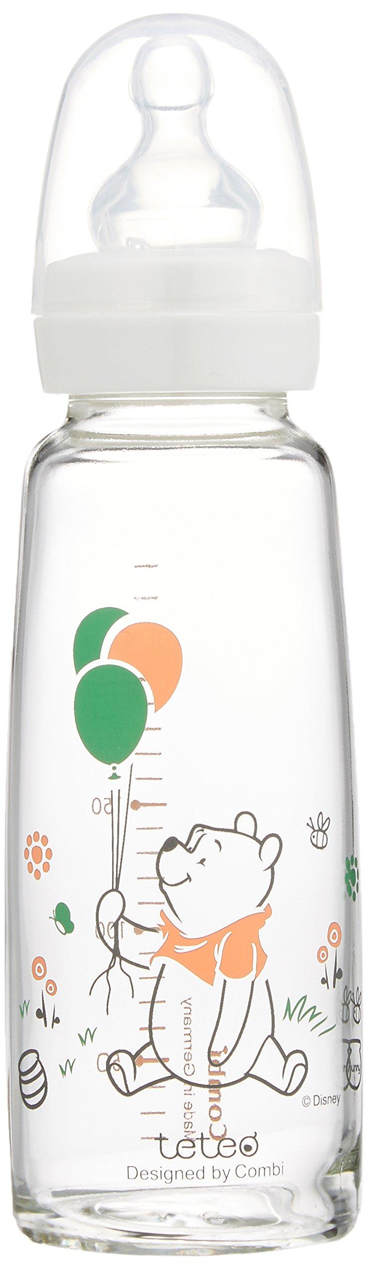 

Combi Teteo Baby Bottle, Heat-Resistant Glass, 200ml, for Breastfeeding and Formula Training, with Medium Nipple, Winnie the Pooh Design (For Babies