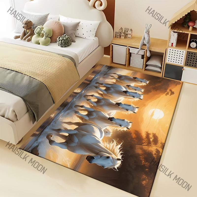 Multiple Sizes Running Horse Pattern Carpet for Living Room Bedroom Sofa Home Decor Non-slip Floor Mat Large Size Area Rug