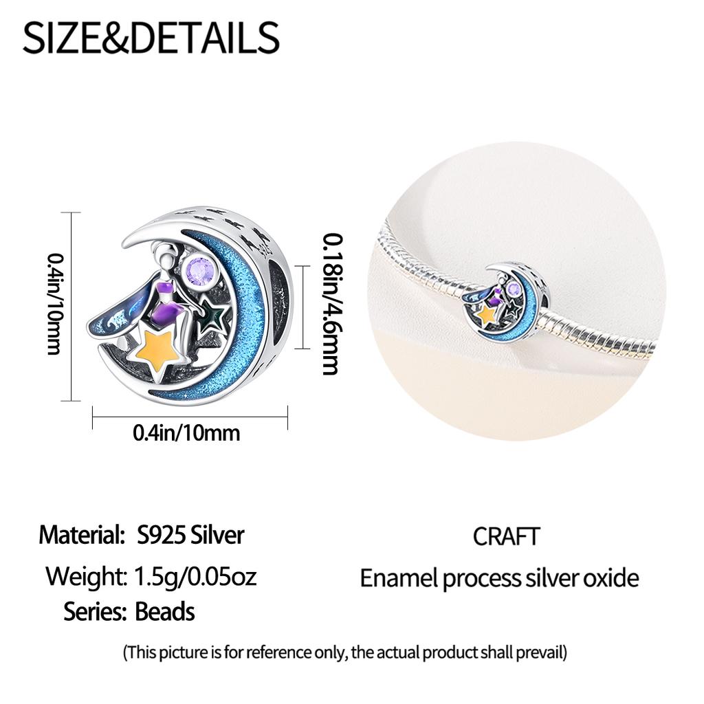 Original Copper Charms Luxury Blue Moon Flower Spirit Beads Fit Bracelet Diy Women Making Delicate Gift