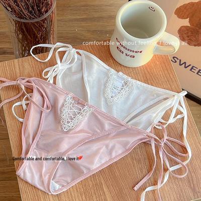 "French Style Women's Seamless Mesh Lace Panties, Breathable, Quick-Dry, Low Waist"