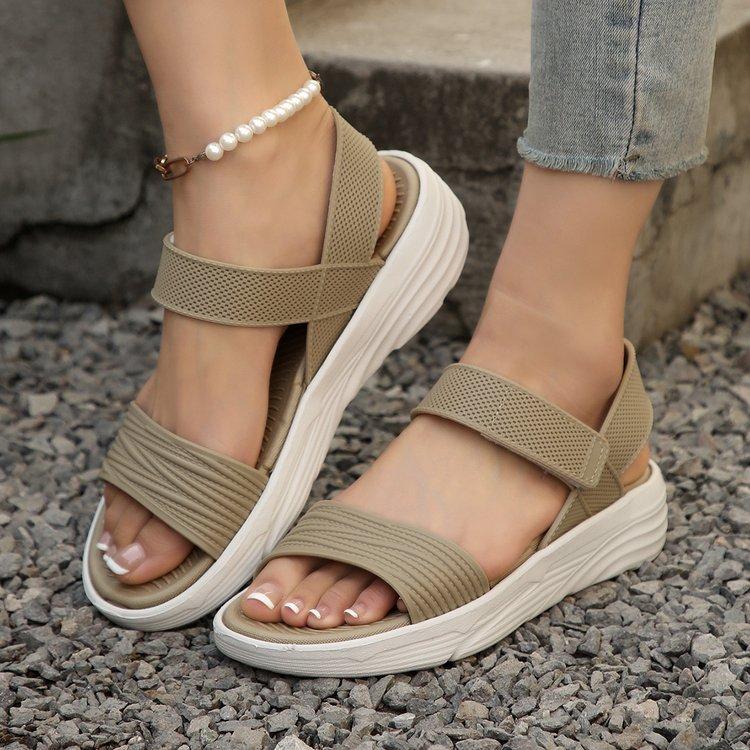 

Casual sandals women s summer platform flat heel fish mouth elastic large size sandals women s shoes sandals 41 абрикосовый