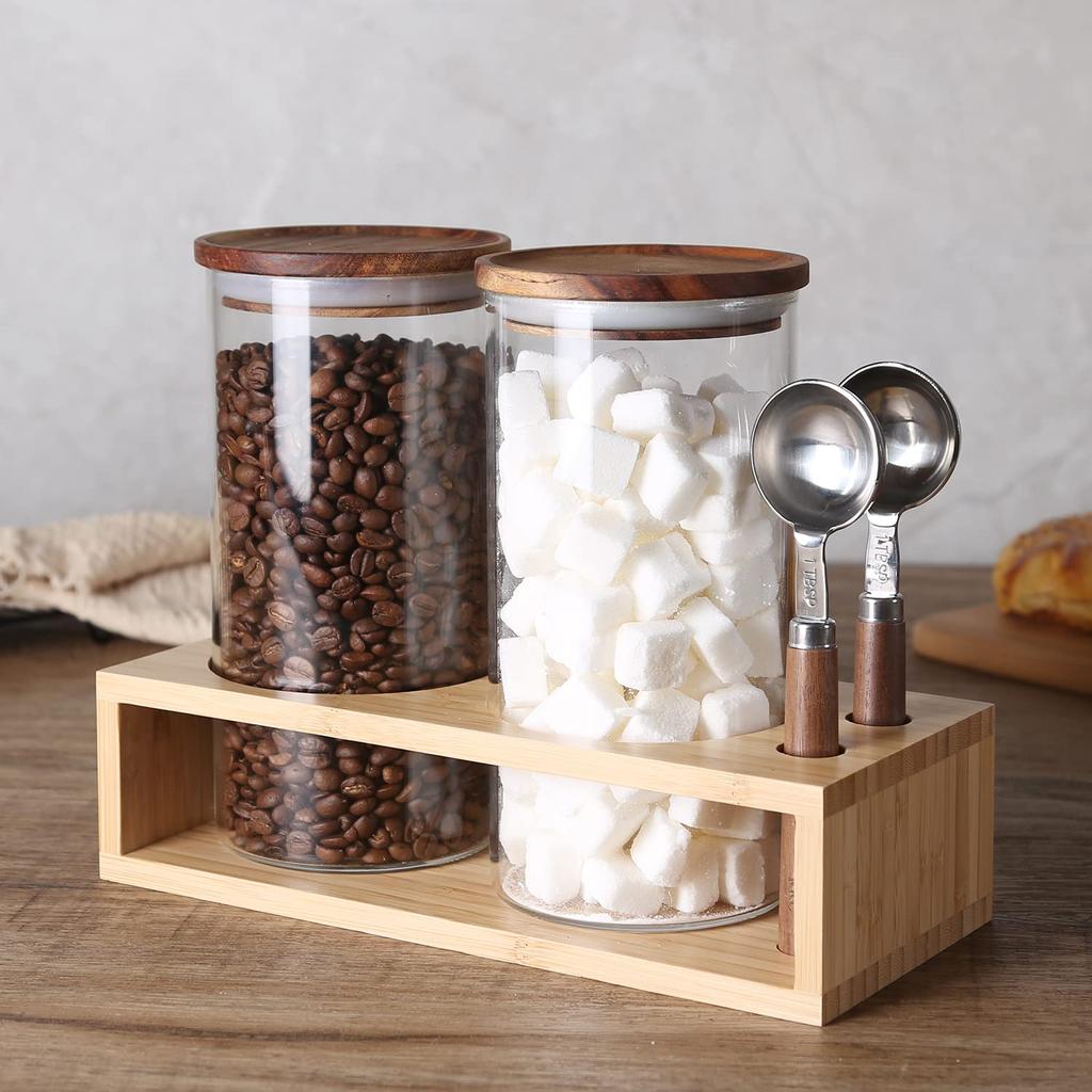 KKC Storage Coffee Bean Storage Storage Coffee Measuring Spoon Tea Leaf Pet Spice Set of 2 Bottle, Packing, Container, Can, Canister, Included,