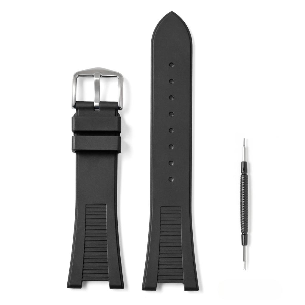 Fluoro Rubber Strap Fit for Citizen Promaster Titanium AW0130-85X  Patek Philippe Nautilus Watch with Titanium Buckle