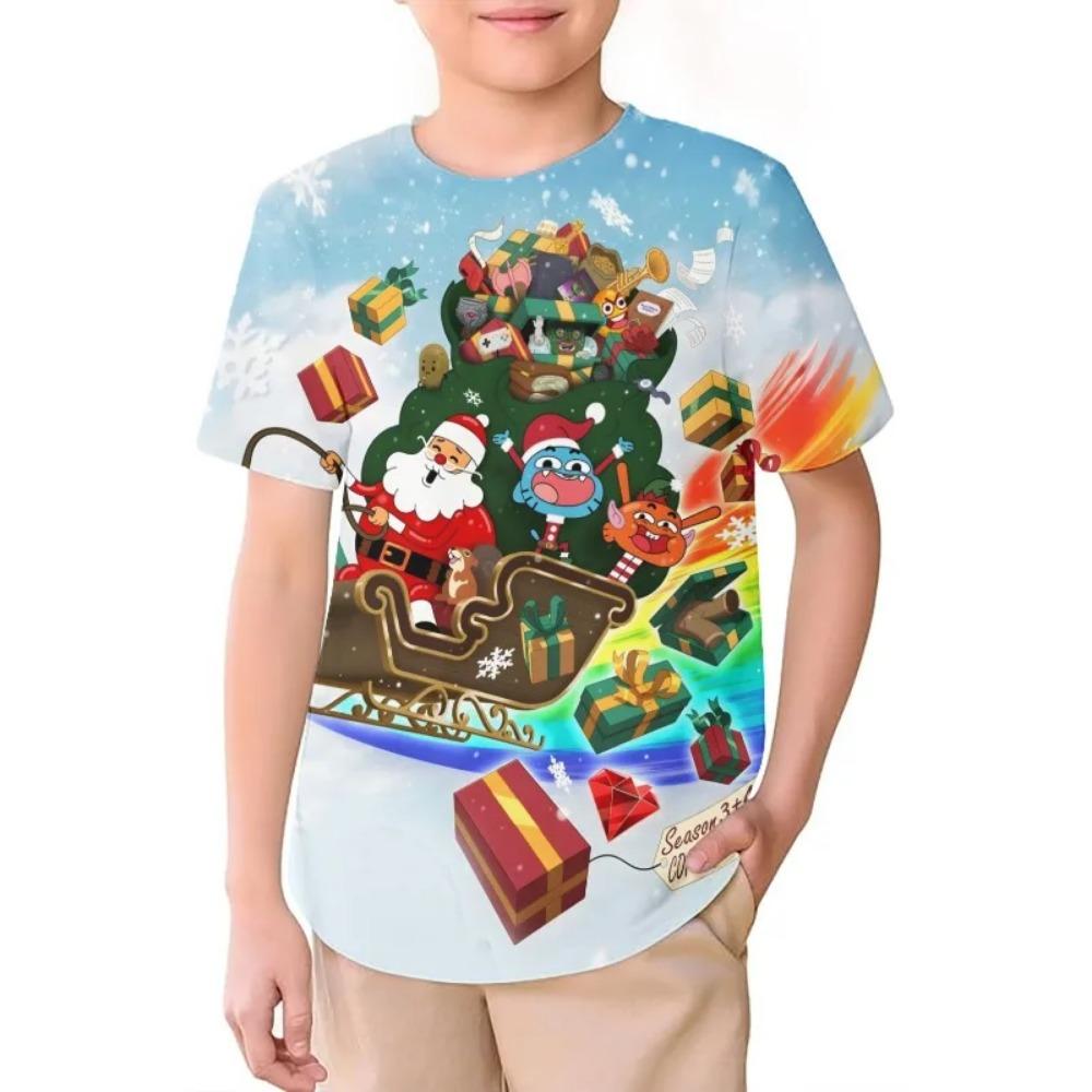 The Wonderfully Weird World of Gumball Kids High Quality T Shirts Christmas 3DCartoon Print Childrens Clothing Crewneck Tees 3D printed anime Tops