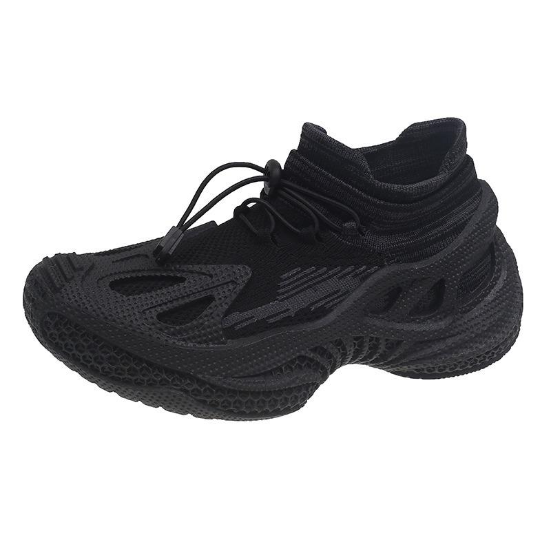 Couple socks shoes women's summer new thick-soled fly-woven sports and leisure shoes one-pedal men's running shoes