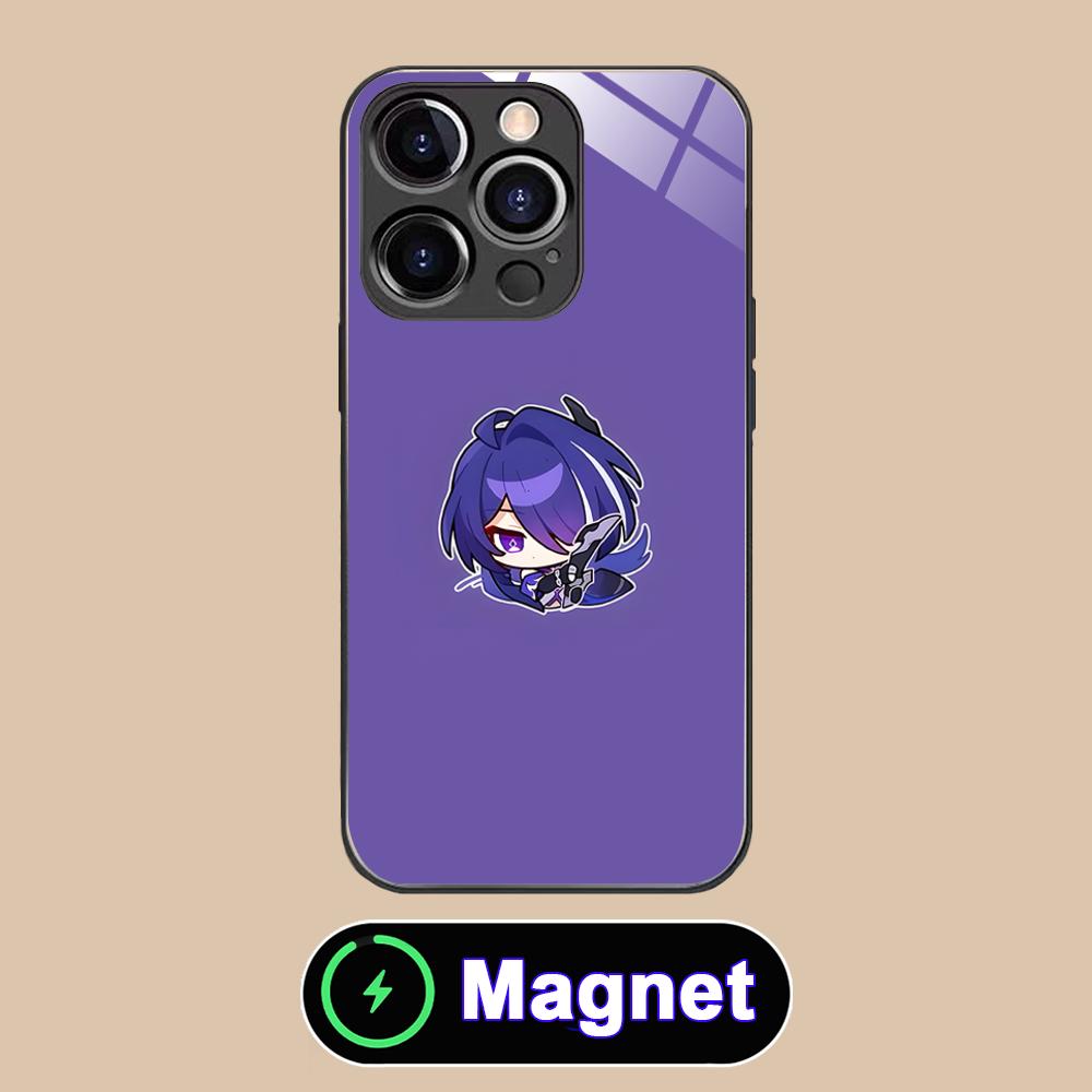 HSR Acheron Glass MagSafe Mobile Phone Case for iPhone 17 16 15 14 13 12 11 Air Pro Max Plus Mini Colorful Cover