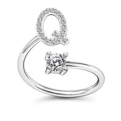 Zirkon Anfangsbuchstabe A-Z Buchstabenringe für Frauen Mädchen Verstellbarer offener Ring Name Alphabet Weiblich Hochzeit Modeschmuck Geschenk