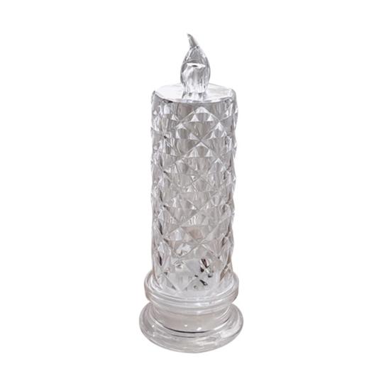 LED Faux Crystal Flameless Candles Battery Operated Flickering Fake Pillar Candles for Valentine's Day Anniversary Wedding Christmas Decoration