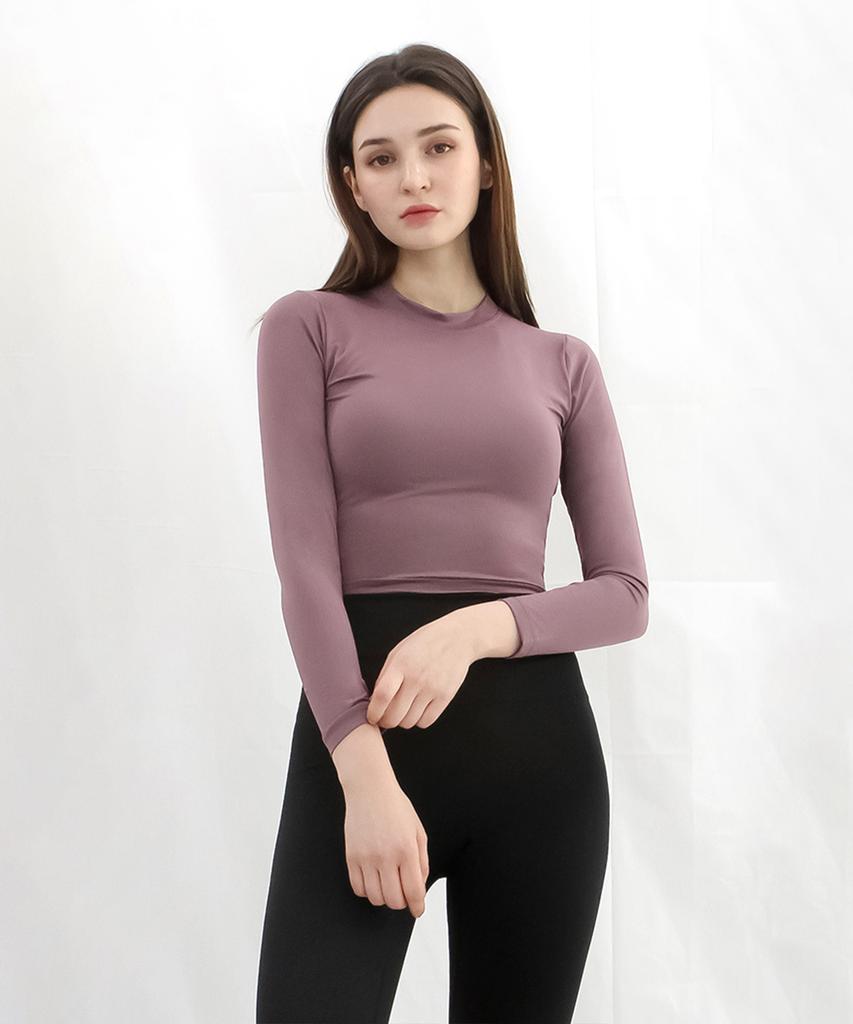 NOKJOK [2 Pack] Meriel Crop Long Sleeve Tee 2-Piece Set (D Type)