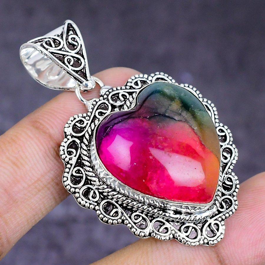 Natural Rainbow Solar Quartz 925 Sterling Silver Jewelry Pendant 1.97" ETC-14672