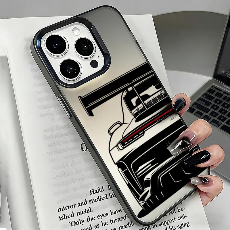 Vintage Trend Trendy Sports Car Mirror Shockproof Phone Case For IPhone 17 17E 16 15 14 13 12 11 Pro Max