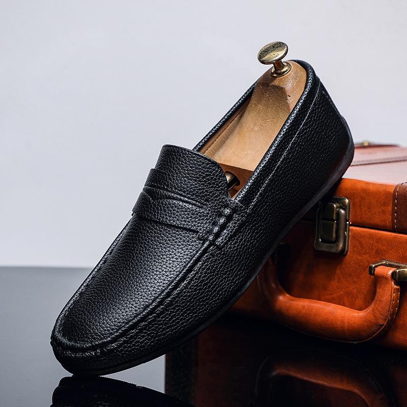 Doudou shoes men's lazy business casual leather shoes soft sole foot cover fashion men's shoes