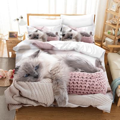 Funda Nórdica de Gato Lindo Juego de Cama de Animales 3D Cubre Edredón de Gatito Mascota Microfibra Individual Completo King Para Decoración de Dormitorio de Niños Adolescentes