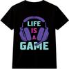 Gamer T Shirt Headset Graphic Tee Video Game Player Gaming Quote Life Is A Game