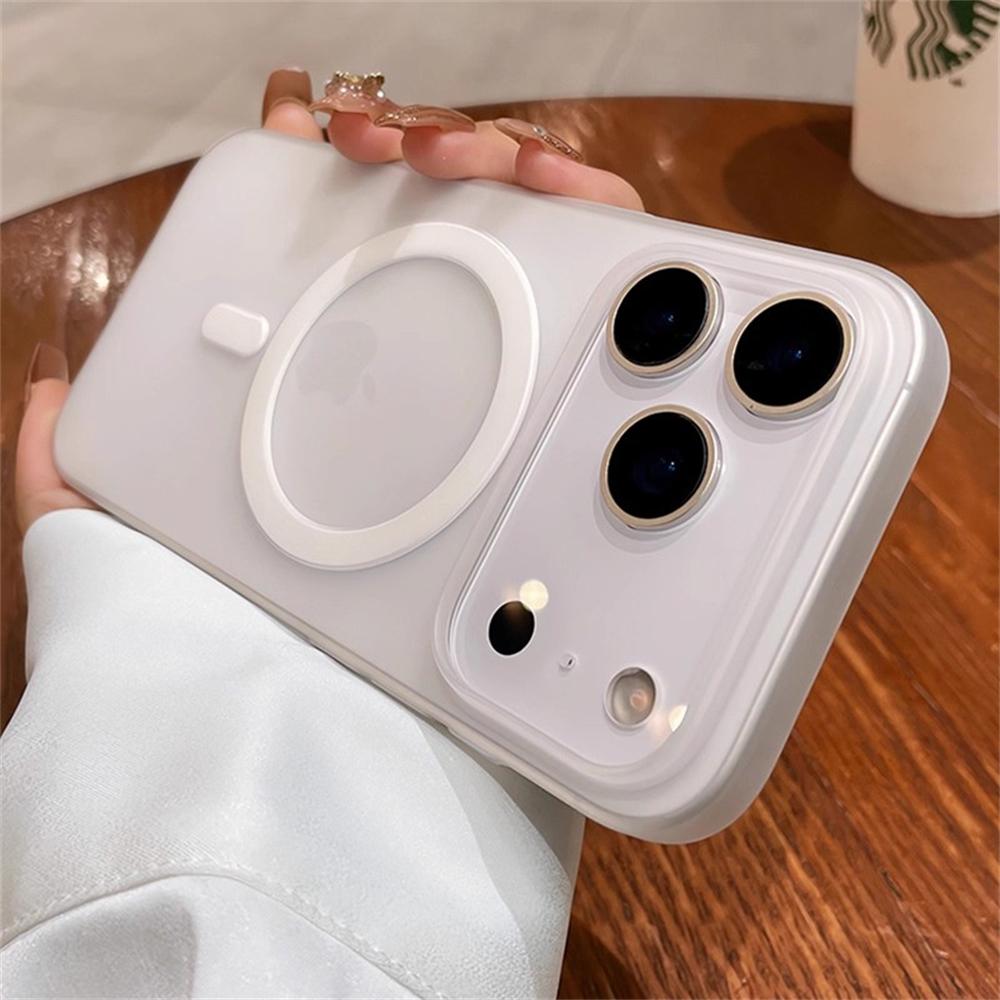 Luxury For Magsafe Wireless Charge Matte Phone Case For iPhone 17 Air 16 15 Pro Max Plus Magnetic Soft Bumper Transparent Cover
