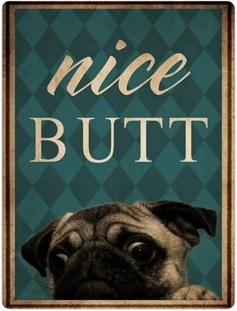 Metal Poster Pug dog Tin Sign Plate Retro Decor Cafe Home Pet Shop bedroom living room decoration Wall Art Plaque