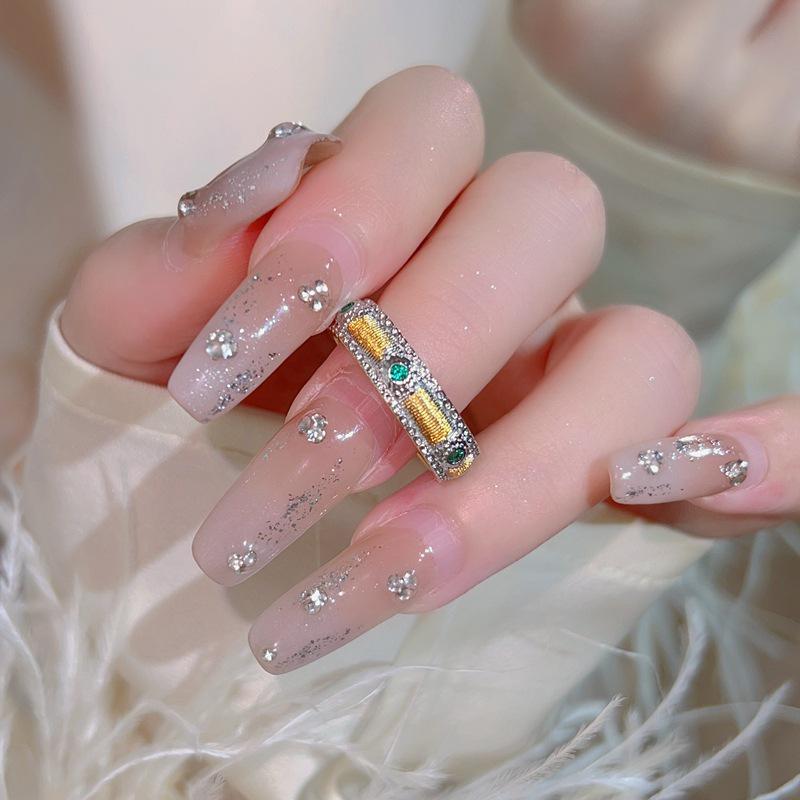 Women's Retro Industrial Gold-Plated 18k Ring with Brushed Finish and Diamond Inlays - Luxury, High-End Style