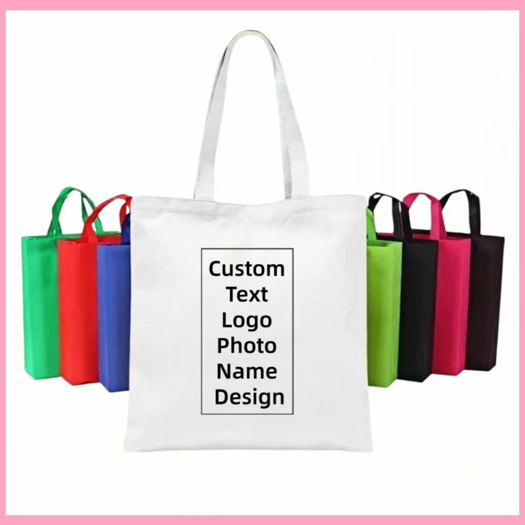 Custom embroidered logo canvas shopping bag women's designer handbag casual shopping tote bag