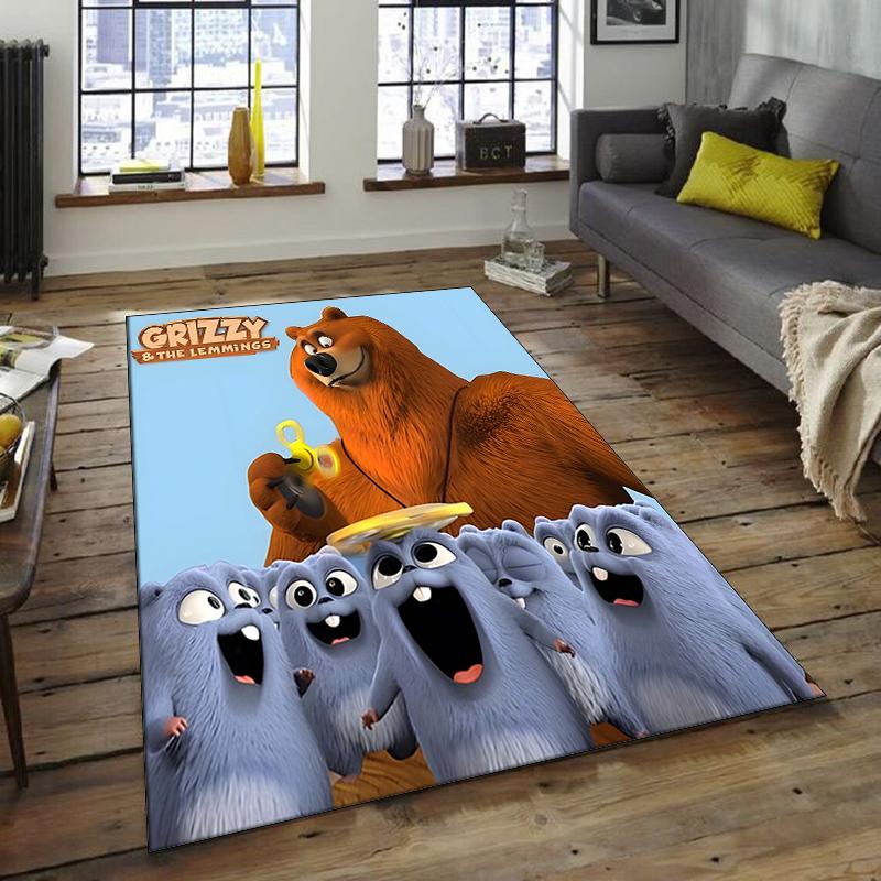 1pc Grizzy The Lemmings1 Design Area Rug - Non-Slip, Soft & Cozy Floor Mat for Living Room, Bedroom, Office - Indoor/Outdoor Decorative Carpet