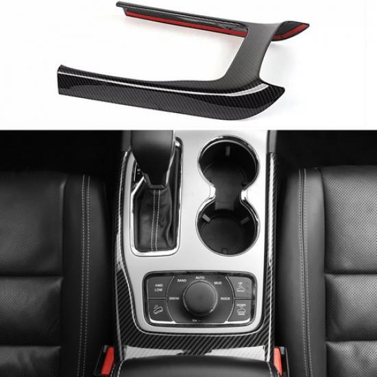 Inner Gear Shift Panel Trim Strip Cover for Jeep Grand Cherokee 14+ Carbon Fiber