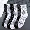 Male Sports Female Street Women Hosiery Korean Style Socks Middle Tube Socks Paisley Flower Socks