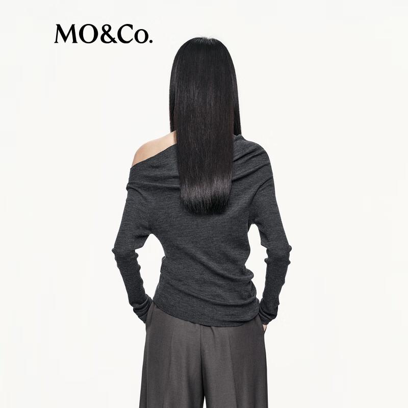MO&Co. Women's Asymmetric Collar Wool Sweater