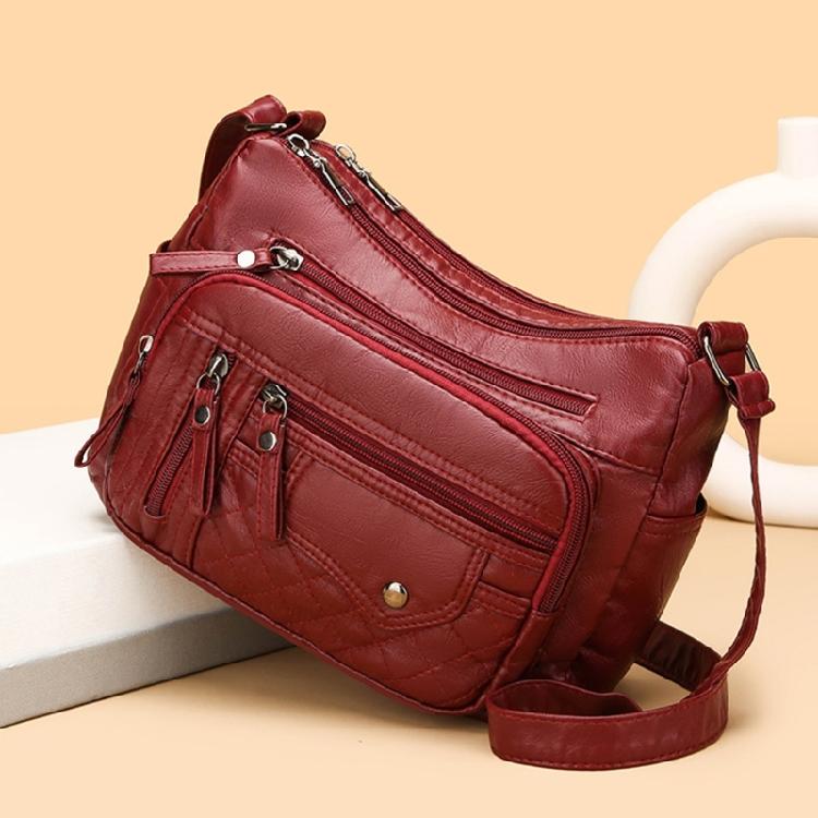 Leather Bag for Women Large Capacity Trendy Shoulder Bag Solid Color Bag