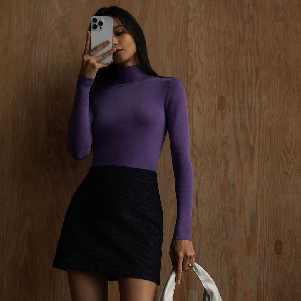 GMXIA Damen Halbhoher Kragen Unterhemd Herbst und Winter Neu Temperamentvoll und Elegant Schlank Warm Langärmliges Innen-Jumper