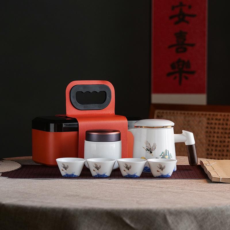 Ceramic Kuaike Cup One Pot Four Cups Outdoor Portable Travel Kung Fu Tea Set Gift Order