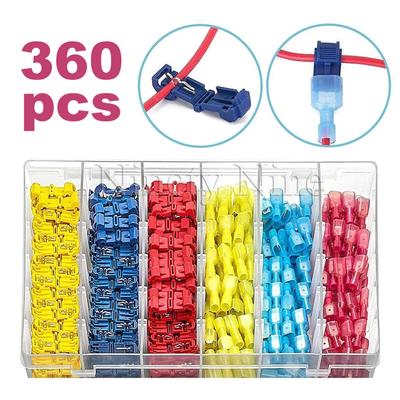 360 Stück Nylon-Spaten-Schnelltrenn-T-Typ-Crimp-Anschluss, vollständig isolierter männlicher und weiblicher Spaten