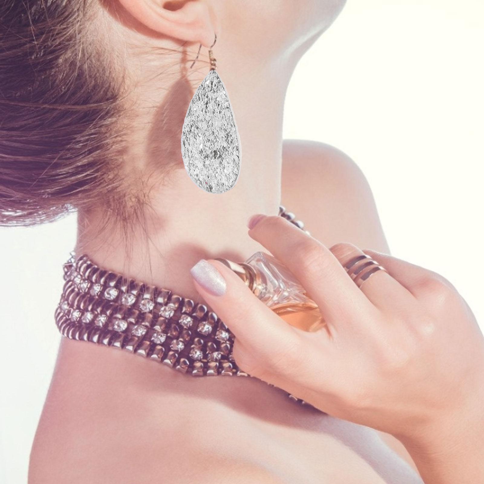 

100Pcs Earring Pendant Perforated Drop Shape PU Leather Sequin Ornament Decoration Supplies