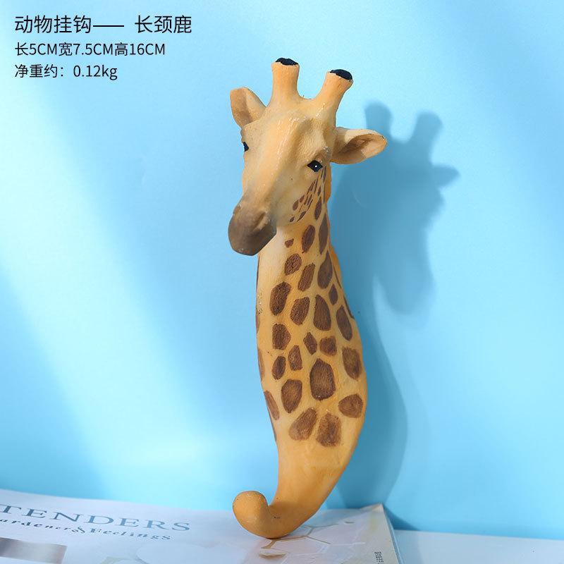 Retro Animal Model Hook Elephant Giraffe Hanging Hook Key Coat Hook Wall Behind The Door Wall Decoration Resin Handicrafts