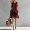 2026 European & American Sleeveless Color Block Wide-Leg Pantsuit - Summer Casual Fashion Two-Piece Set for Women