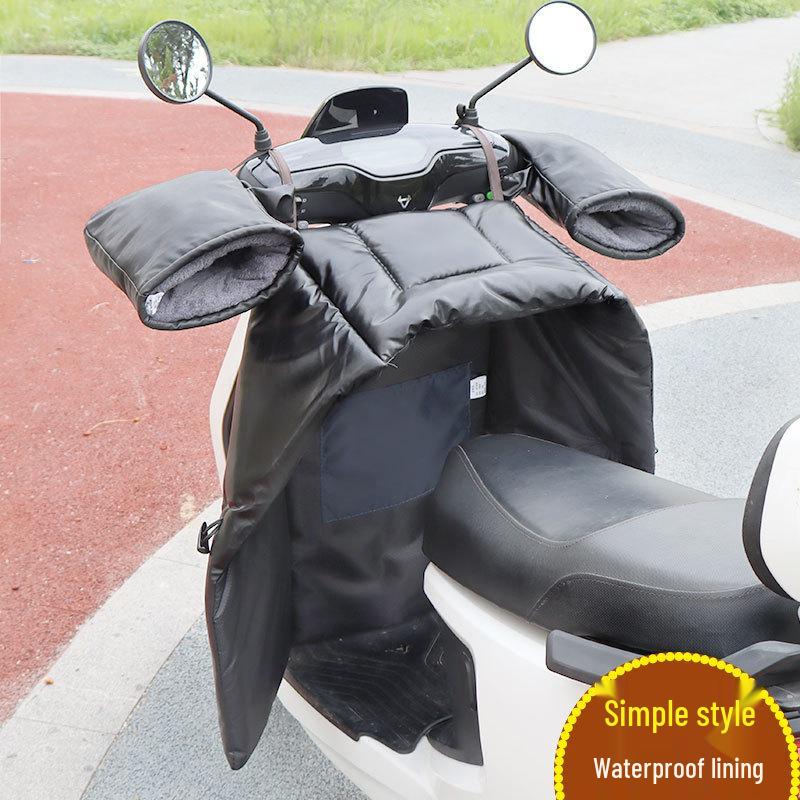 Electric Motorcycle Winter Windshield Cover - Extra Large, Fleece-Lined, Waterproof PU Leather