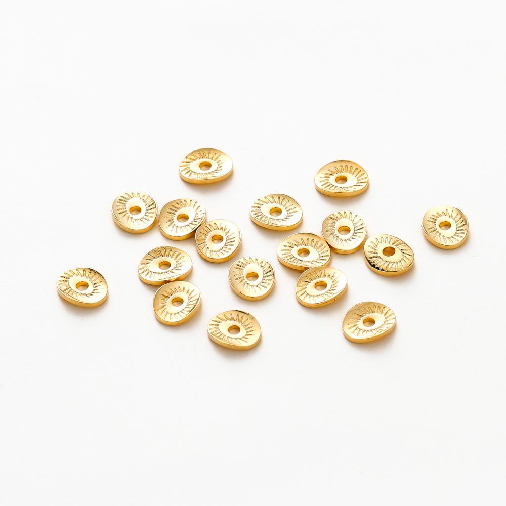 20-50pcs 5x6MM 14K 18K Gold Plated Brass Arcuate Embossing Spacer Beads Bracelets Beads Jewelry Making Supplies Diy Findings