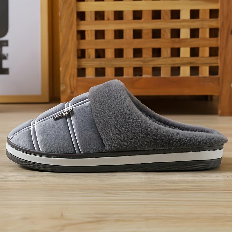 [Warm Slippers] Warm Plaid Men's Winter Slippers | Plush Indoor Shoes for Men, Home Slippers